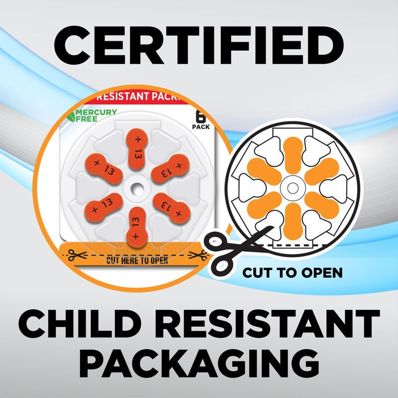 PowerMax بطاريات سماعات الأذن Powermax حجم 13، 120 عدداً، عبوة بطارية طويلة الأمد، شريط برتقالي طويل لتسهيل التغيير - Image 5